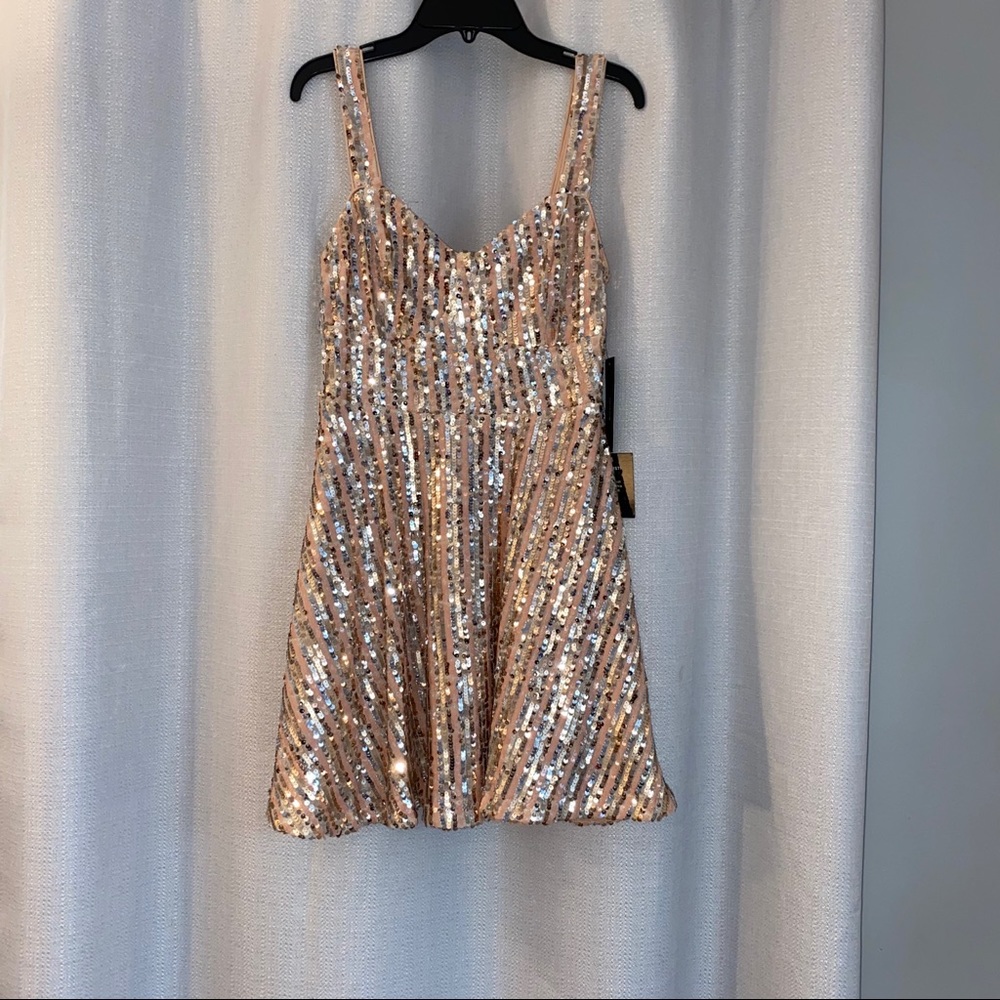 Lulus Sequin Dress, Pink/Peach/Rose Gold
